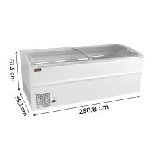 1000 Liter Professional Chest Freezer +5°C/-25°C Curved Sliding Glass Doors, with LED