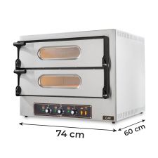 Dual Electric Pizza Oven for 2 Pizzas, 36cm Diameter, with 3 Heating Elements