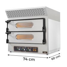 Dual Electric Pizza Oven with Extraction Hood (2+2), 36cm Pizzas, 11cm Height, 3 Heating Elements