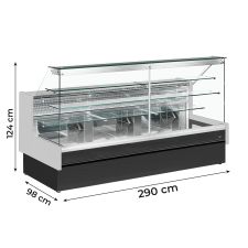 Comptoir Vitrine Statique COMO avec Tiroir Coulissant et Vitres Droites Profondeur 98 cm -1°C +7°C