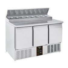 3-Door GN 1/1 Saladette with Food Preparation Top, 8 GN 1/6 Containers, +0°C/+8°C