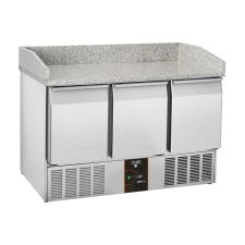 3-Door GN 1/1 Saladette with Granite Top and Backsplash +0°C/+8°C